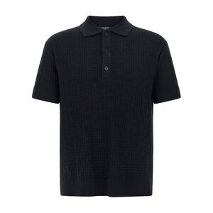 Balmain Men 'Monogram' Knit Polo Shirt